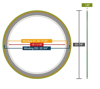 Equalseal Spiral Wound Gasket - 316L Stainless Steel winding - Flexible Graphite Filler -316SS inner Ring - Carbon Steel Outer - 150lb. - 20"