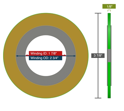 Equalseal Spiral Wound Gasket - 316L Stainless Steel winding - Flexible Graphite Filler - 1.875" X 2.75" -  - 3.875" Outer Diameter