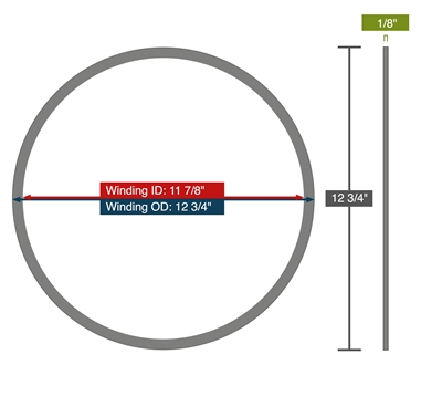 Equalseal Spiral Wound Gasket - 316L Stainless Steel winding - Flexible Graphite Filler - 11.875" X 12.75" -