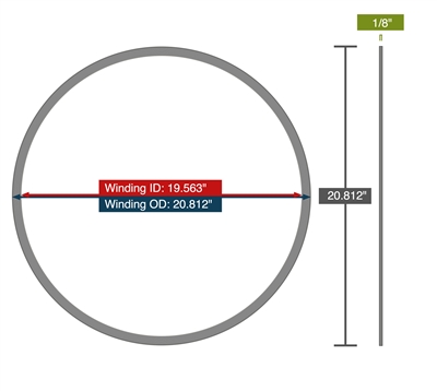 Equalseal Spiral Wound Gasket - 316L Stainless Steel winding - Flexible Graphite Filler - 19.563" X 20.812" -