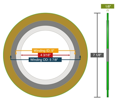 Equalseal SW Gasket - 316L SS/FG winding - 316 Inner-CS Outer 4" - 300 Lb Class