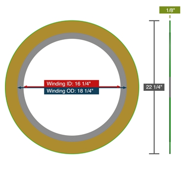 Equalseal EQSW - 600 Lb. - 16" Spiral Wound Gasket  - 316 SS/FG - Carbon Guide Ring