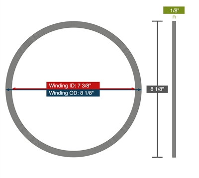 Equalseal Spiral Wound Gasket - 316L Stainless Steel winding - Flexible Graphite Filler - 7.375" X 8.125" -