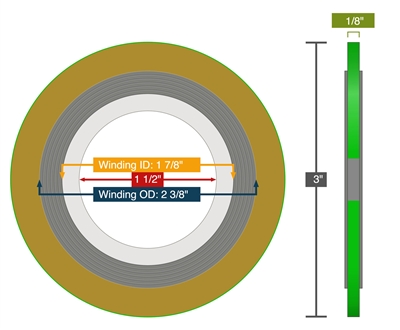 EQSW 316SS/FG Gasket - 150 Lb.- 1-1/2" w 316SS Inner and Outer Ring - Domestic Material ONLY