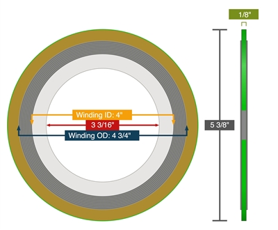 EQSW 316SS/FG Filler Gasket -150 Lb. - 3" with 316 Inner & Outer Ring- Domestic Material ONLY