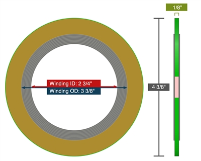 Equalseal EQSW - 600 Lb. Class - 2" Spiral Wound Gasket - 316 SS/Mica Filler - 316 Guide Ring