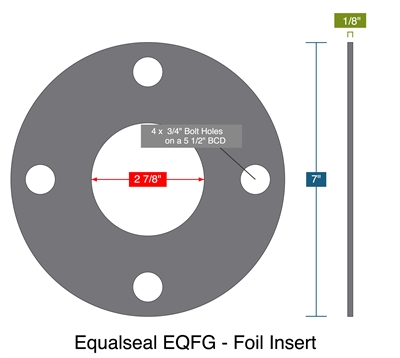 Equalseal EQFG - Foil Insert -  1/8" Thick - Full Face Gasket - 150 Lb. - 2.5"