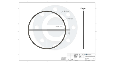 Equalseal EQFG - Foil Insert -  1/8" Thick - Exchanger Gasket - 20.25" ID - 21" OD with .375" Center Rib
