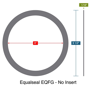 Equalseal EQFG - No Insert -  1/16" Thick - Ring Gasket - 8" ID - 9.5" OD