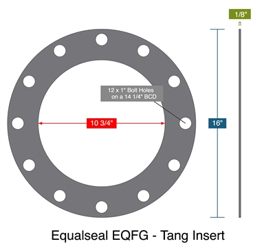 Equalseal EQFG - Tang Insert -  1/8" Thick - Full Face Gasket - 150 Lb. - 10"