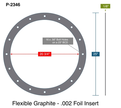 Flexible Graphite With .002" SS Foil Insert - 1/8" Thick Per Dwg # P-2346