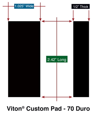 70 Duro VitonÂ® FKM Pad - 1/2" Thick x 1.025" x 2.42"