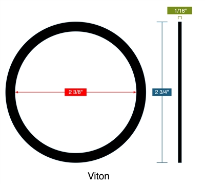 90 Duro VitonÂ® FKM Ring - 1/16" Thick x 2.375" ID x 2.75" OD