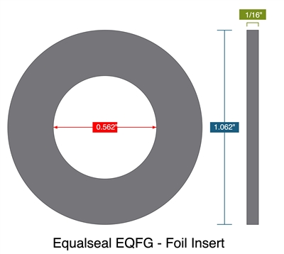 Equalseal EQFG - Foil Insert - Ring Gasket -  1/16" Thick - .562" ID - 1.062" OD