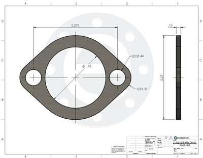 SS Tang Inserted Flexible Graphite Custom Gasket -1/8" Thk 1.65" ID