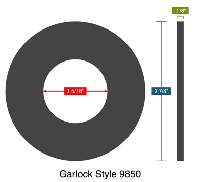 Garlock Style 9850 -  1/8" Thick - Ring Gasket - 300/400/600 Lb. - 1"