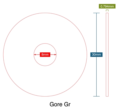 Gore Gr - 0.79mm Thick - Ring Gasket - 8mm ID - 30mm OD