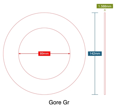 Gore Gr - DN80 / PN10 Ring Gasket - 1.59mm Thick - 89mm ID - 142mm OD