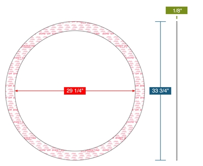 GORE GRÂ® Ring Gasket - 150 Lb. - 1/8" Thick - 29.25" ID - 33.75" OD