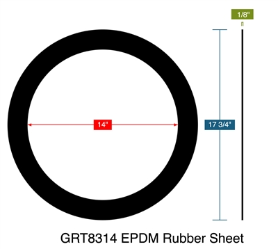 GRT8314 EPDM Rubber Sheet -  1/8" Thick - Ring Gasket - 150 Lb. - 14"