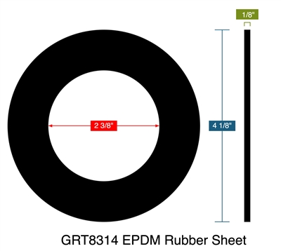 GRT8314 EPDM Rubber Sheet -  1/8" Thick - Ring Gasket - 150 Lb. - 2"