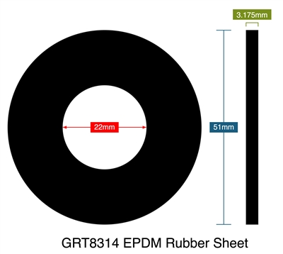 GRT8314 EPDM Rubber Sheet - 3.18mm Thick - Ring Gasket - DN15 PN10/PN16/PN25/PN40