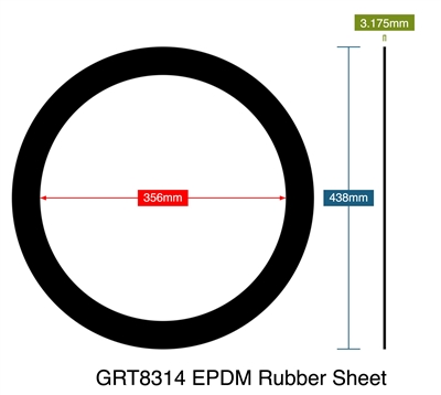 GRT8314 EPDM Rubber Sheet - 3.18mm Thick - Ring Gasket - DN350 PN10