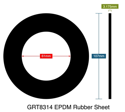 GRT8314 EPDM Rubber Sheet - 3.18mm Thick - Ring Gasket - DN50 PN10/PN16/PN25/PN40