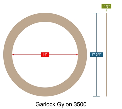 Garlock Gylon 3500 -  1/8" Thick - Ring Gasket - 150 Lb. - 14"