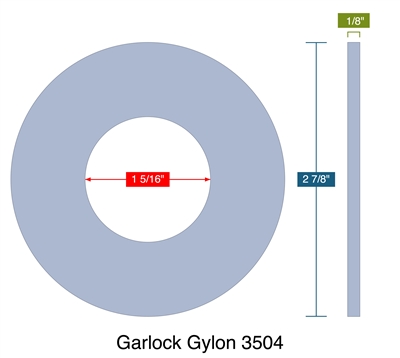 Garlock Gylon 3504 -  1/8" Thick - Ring Gasket - 300/400/600 Lb. - 1"