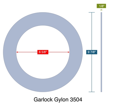 Garlock Gylon 3504 -  1/8" Thick - Ring Gasket - 300 Lb. - 6"