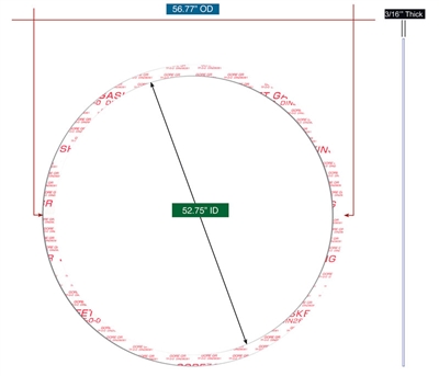 Gore  GRÂ®  Custom Ring Gasket - 3/16" (5mm) Thick x 52.75" x 56.77"