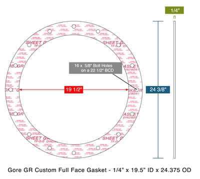 Gore  GRÂ®  Custom FF Gasket - 1/4" (6mm) Thick x 19.5" x 24.375"