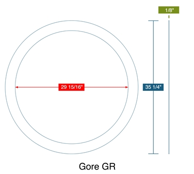 Gore  GRÂ®  Custom Ring Gasket - 1/8"  Thick x 35.25â€ OD x 29.9375â€ ID