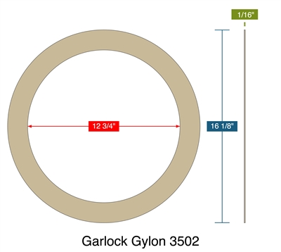 Garlock Gylon 3502 -  1/16" Thick - Ring Gasket - 150 Lb. - 12"