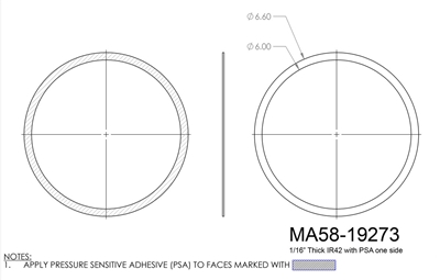 Armacell IR42 - Ring Gasket -  1/16" Thick - 6" ID - 6.6" OD per MA58-19242