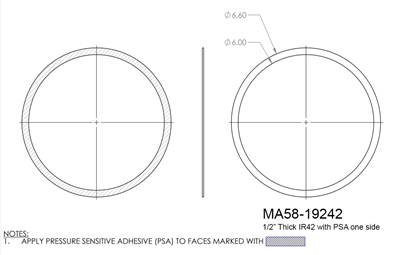 Armacell IR42 - Ring Gasket -  1/2" Thick - 6" ID - 6.6" OD per MA58-19242