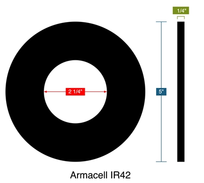 Armacell IR42 -  1/4" Thick - Ring Gasket - 2.25" ID - 5" OD with PSA one side