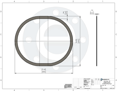 Equalseal EQFG/316SS Kammprofile - 3.18mm Thick - 470mm x 550mm OD- Obround