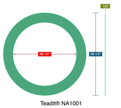 TeaditÂ® NA1001 -  1/8" Thick - Ring Gasket - 68.5" ID - 89.5" OD