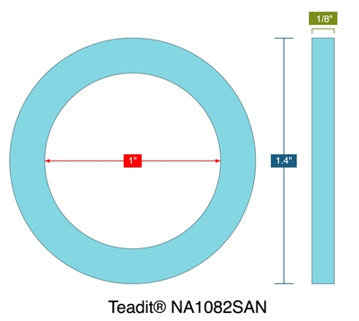 TeaditÂ® NA1082SAN -  1/8" Thick - Ring Gasket - 1" ID - 1.4" OD