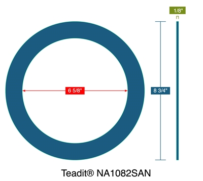 Teadit NA1082SAN - Ring Gasket -  1/8" Thick -150 Lb. - 6"