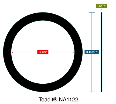 Teaditï¿½ NA1122 -  1/16" Thick - Ring Gasket - 3.125" ID - 3.9375" OD
