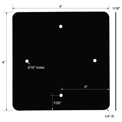 Neoprene 40 Duro - 1/16" Thick x 4" x 4" Custom Pad with 1/4" Radius