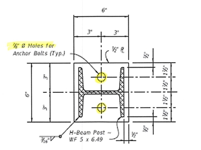 Neoprene - 60 Durometer -  1/8" Thick - 6" x 6" - 2 x 7/8" Holes