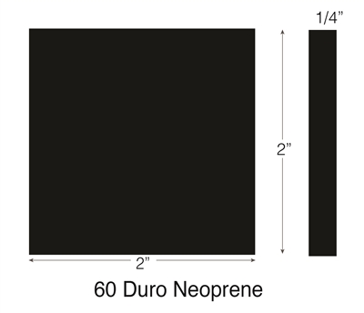 Neoprene 60 Durometer - 1/4" Thick x 2" x 2" Custom Pad