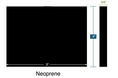 Neoprene - 60 Durometer - 3/8" Thick x 3" wide x 4" Long