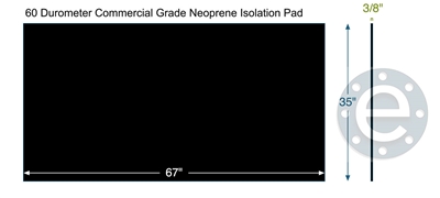 Neoprene 60 Durometer Isolation Pad - 3/8" Thick x 35" wide x 67" Long