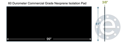 Neoprene 60 Durometer Isolation Pad - 3/8" Thick x 41" wide x 99" Long