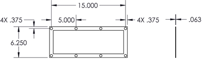 Neoprene 60 Durometer Custom Frame Gasket - 1/16" Thick x 6.25" x 15" (OD)